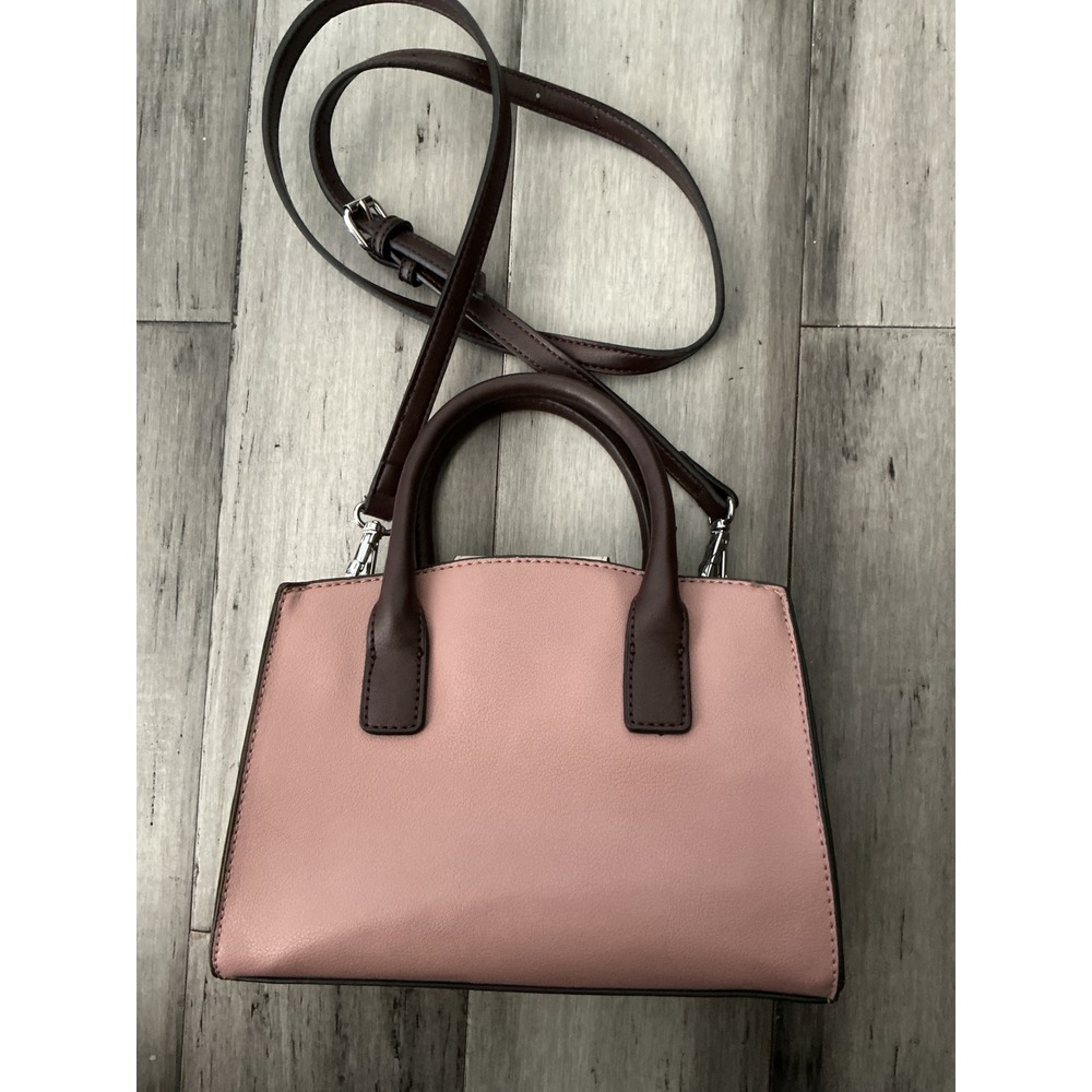 Nine West Mini Satchel Crossbody Bag Pink Brown Cream Colorblock Handbag - Picture 2 of 5